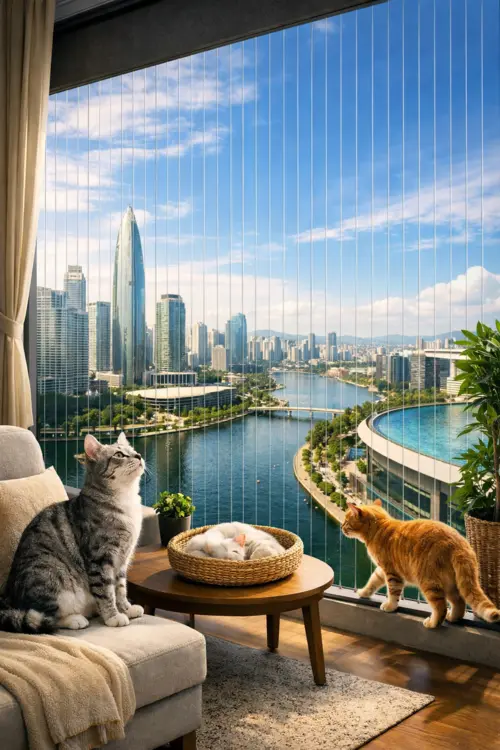 Cat Safety Invisible Grills product and installation service by Rohini Invisible Grills
